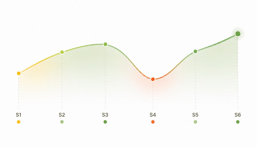 Courbe de tendance des émotions positives dans Élan